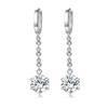 925 Sterling Silver Blue Crystal Long Drop Earrings for Women Fashion Wedding Jewelry Gifts