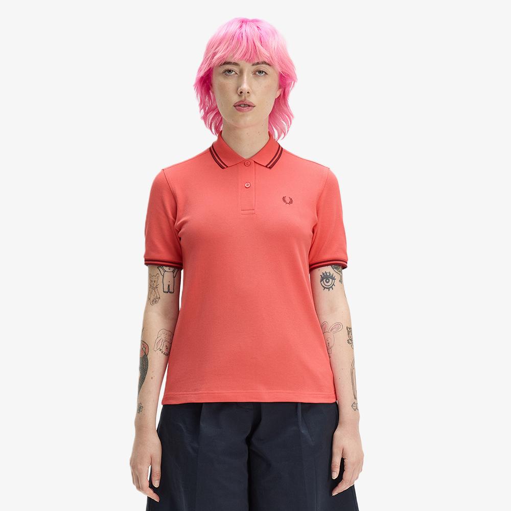 Fred Perry [G3600] Twin Tip Fred Perry Shirt - Strawberry Cream/Oxblood Afpf2613600-22C