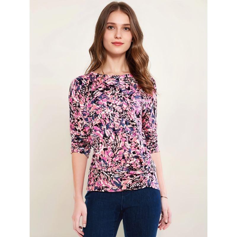 

Terry Cotton Twist Fashion Base Top Pullover Shirt Blush Print S