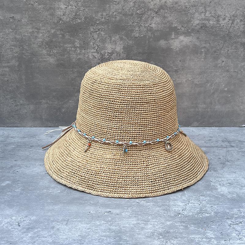 Spring And Summer Vacation Ethnic Style Lafite Grass Hand-Woven Big-Brimmed Sun Hat Women'S Foldable Casual Straw Hat Basin Hat