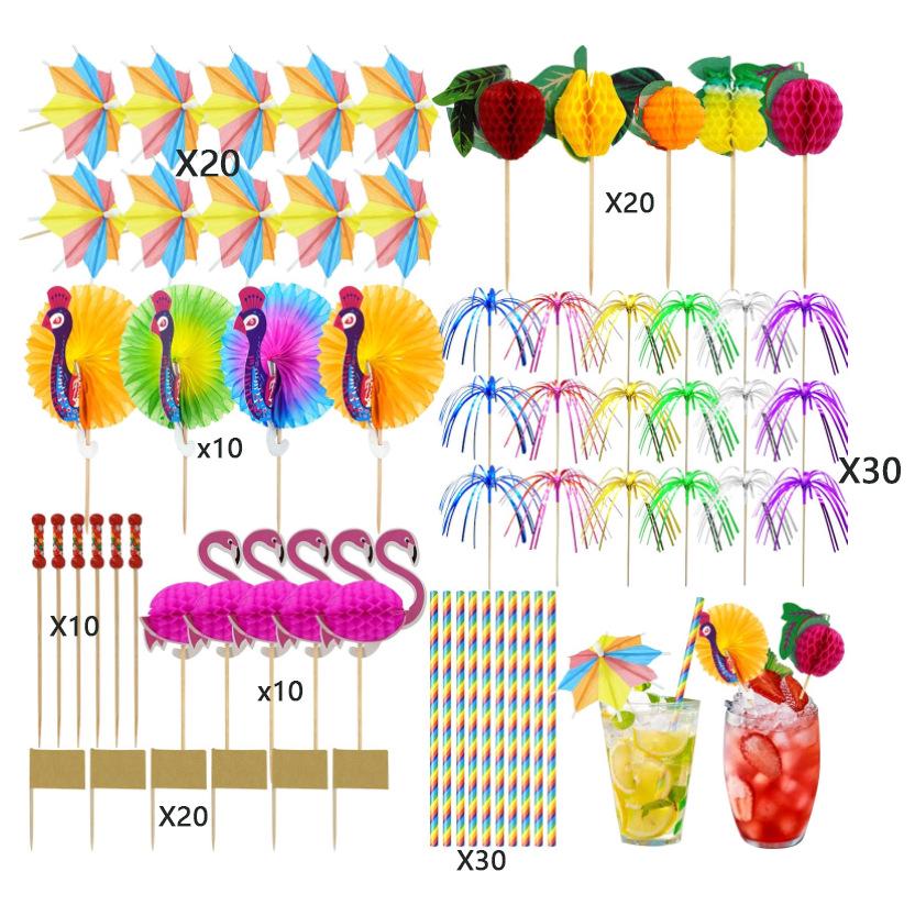 

Cross-Border Party Decoration Set: Fireworks, Flags, Hawaiian Straw, Fruit Umbrellas, and 3D Honeycomb Signs