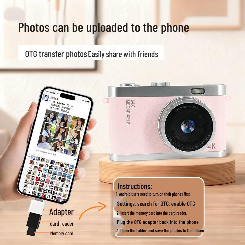4K HD Mini Digital Camera with Optical Zoom for Students