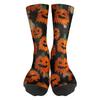 Unisex Breathable Mid-Calf Socks Halloween Patterned Comfortable Stretch Crew Socks Suitable for Daily Wear and Seasonal Use
