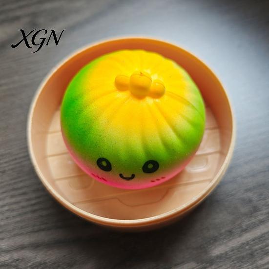 Simulated Bun Shape Toy Gradient Cartoon Steamed Slow Rebound Stretchy Dumpling Stress Relief Gadget Squeeze Portable Smiling Hand Exercise