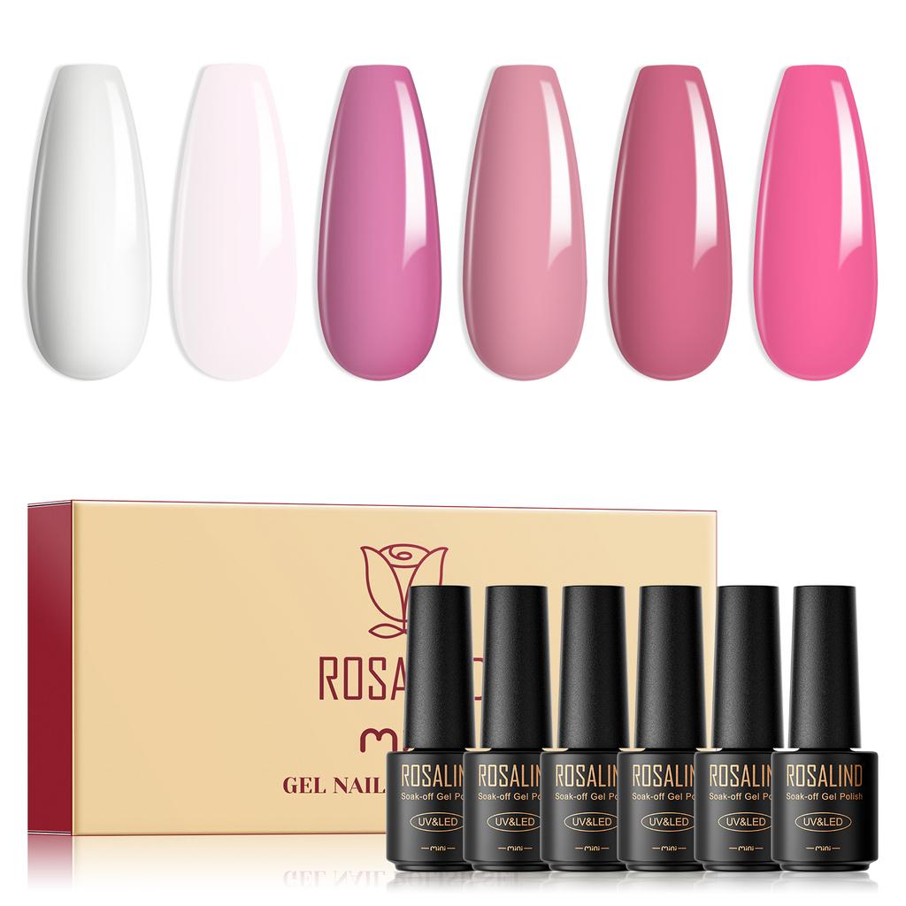ROSALIND Gel Nail Polish Set 6pcs/Lot Nail Art Gel Polish Semi Permanent Gel Varnish Hybrid Soak Off UV Lamp Base Top Coat Gel Polish Kit