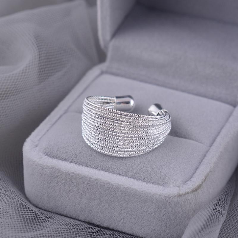 Multi-layer Line Metal Ring Geometric Open Adjustable Anneaux for Women Girl Wedding Jewelry