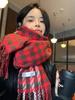 Women Winter Knitted Scarf Headscarf Ladies Men Casual Red Houndstooth Tassel Scarve Mujer Male Foulard Long Wrap Shawl Korean
