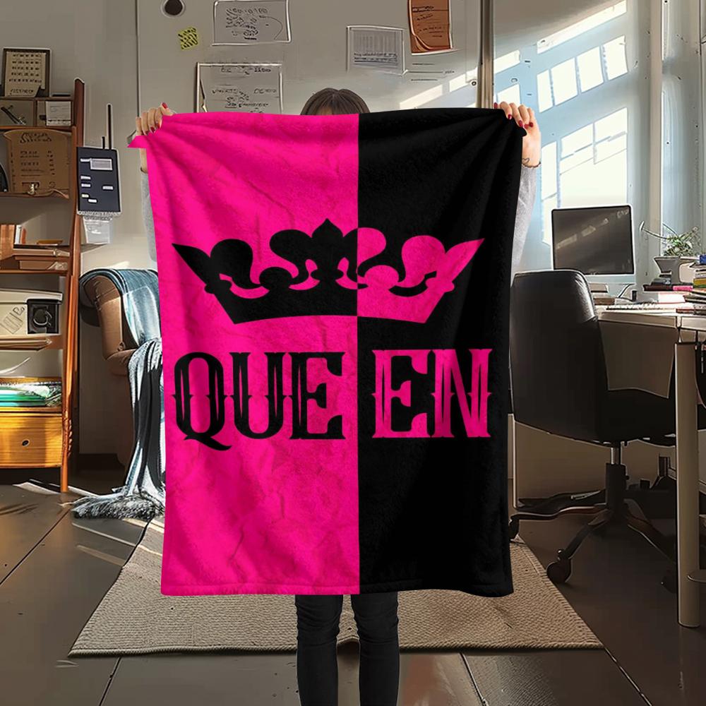 1Pc King or Queen Print Flannel Blanket, High quality Comfortable for All Seasons, Home Decor, Warmth and Comfort, Perfect for Gifts