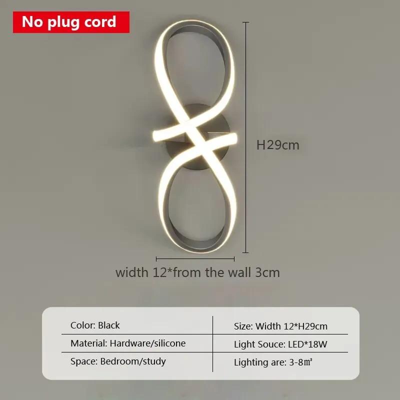 Modern LED Wall Lamp Nordic Gold Bedroom Bedside Wall Lights With Plug Wall Sconce For Minimalist Entryway Corridor Aisle Lights