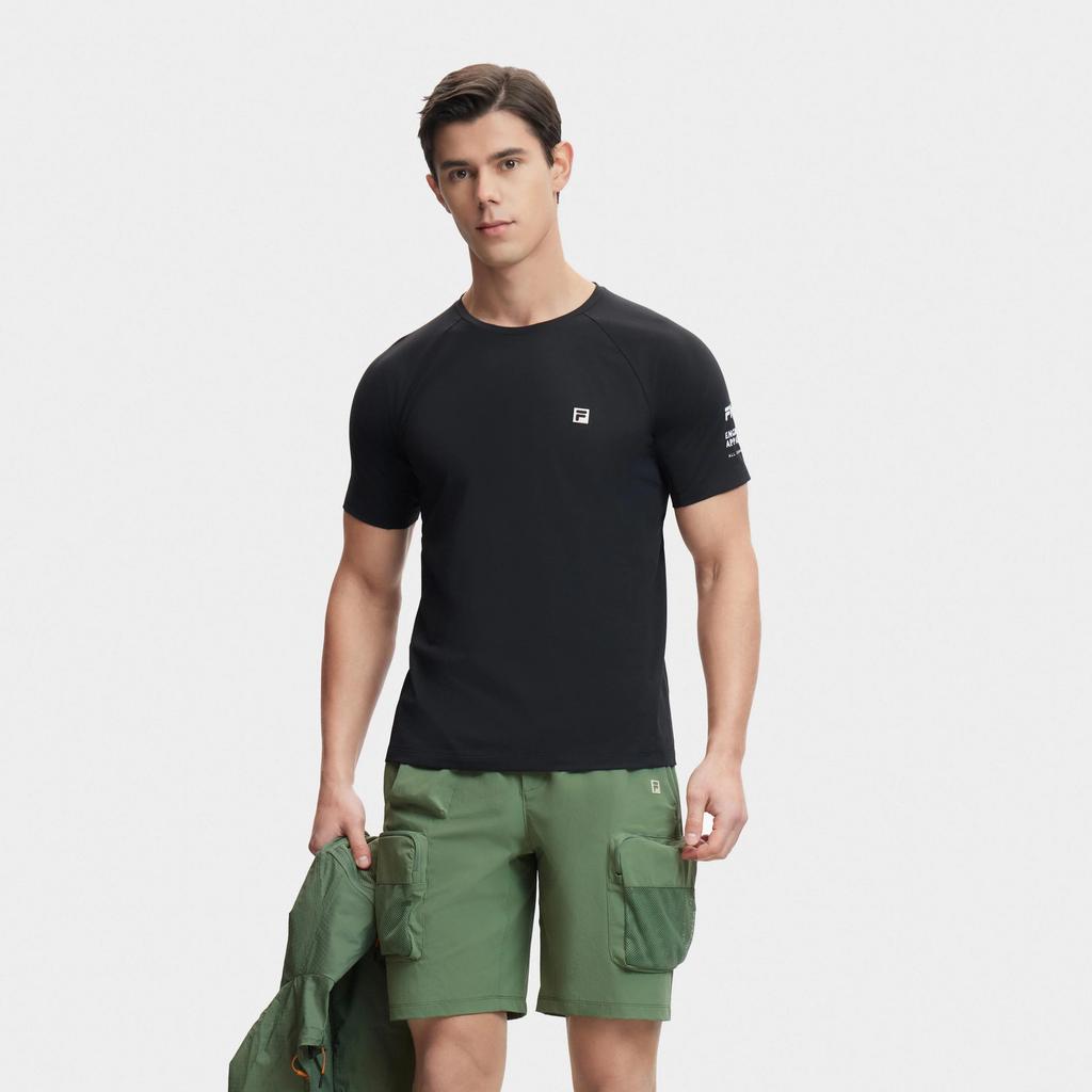 FILA T-Shirts Men's Black Crew Neck Thin Straight Fit (Unisex) T-Shirts A11M427115FBK