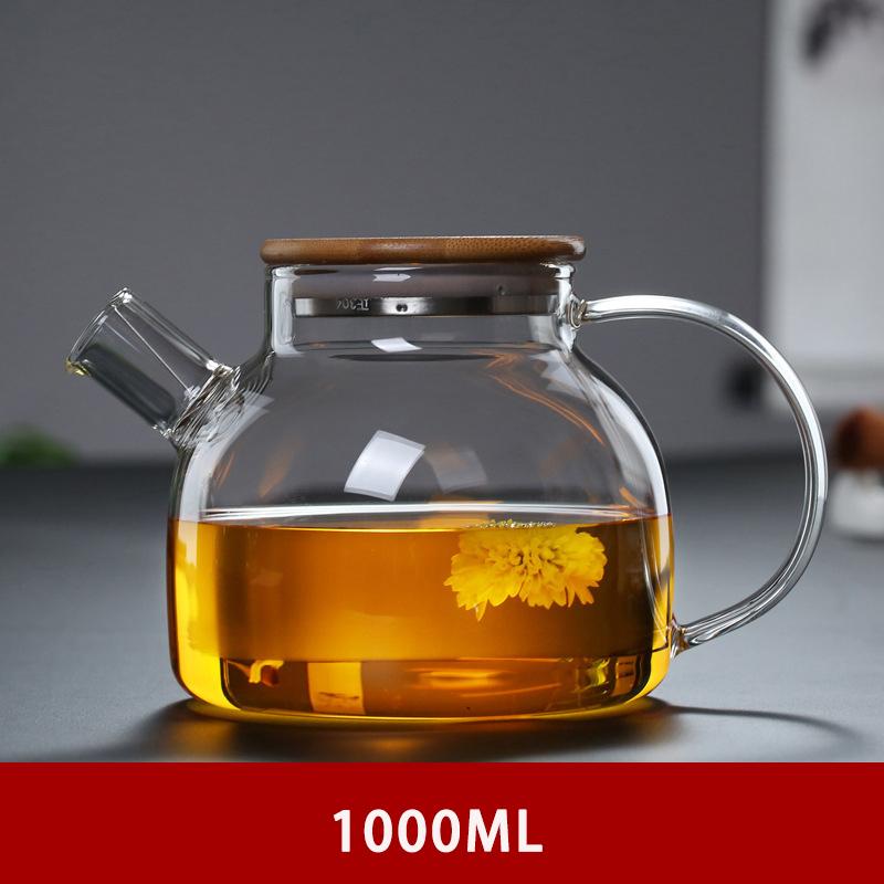 

YWDL 1/1.8L Прозрачный стеклянный чайник для дома и кухни Пуэр с деревянной крышкой Чайник Чайный сервиз Кофейная и чайная посуда