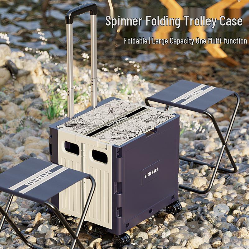 Chao You National Style Blue & White Foldable Camping Cart