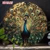 Vintage Blue Gold Peacock Metal Wall Art Decor for Cafe Home