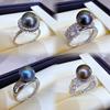 Tahitian Black Pearl Ring In S925 Silver - Artisan Light Luxury Jewelry