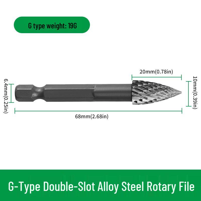 Woodworking Double-Flute Hex Shank Milling Cutter: Engraving, Enlarging Holes, Grooving, Sanding Alloy Steel Rotary File.