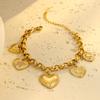 GEMCHIC Women's Gold Tone Heart Pendant Necklace and Bracelet Set Stainless Steel Charm Jewelry