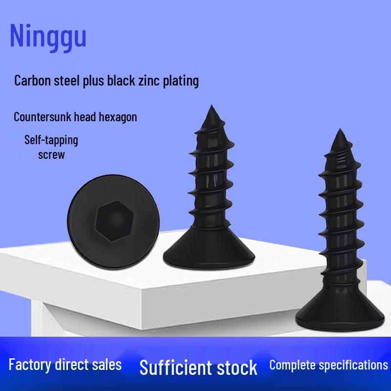 

Grade 8.8 Black Zinc Plated Countersunk Hex Socket Self-Tapping Screws M2-M6 Carbon Steel ST2.3*4 (500 pcs)