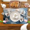 4pcs, Summer Autumn Placemats, Festival Table Mats, Beautiful White Flowers Silvery Blue Gray, 12 X 18 Inch, Suitable for Indoor, Outdoor, Kitchen, Fa