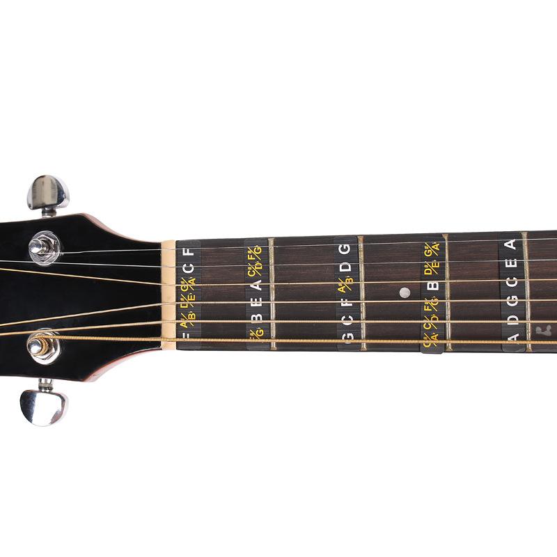 Gitarrengriffbrett-Aufkleber Griffbrett-Abziehbilder für Akustik- und E-Gitarre Anfänger Fingerhaltung Tonleiter-Markierungen 6 Saiten Schwarz Weiß