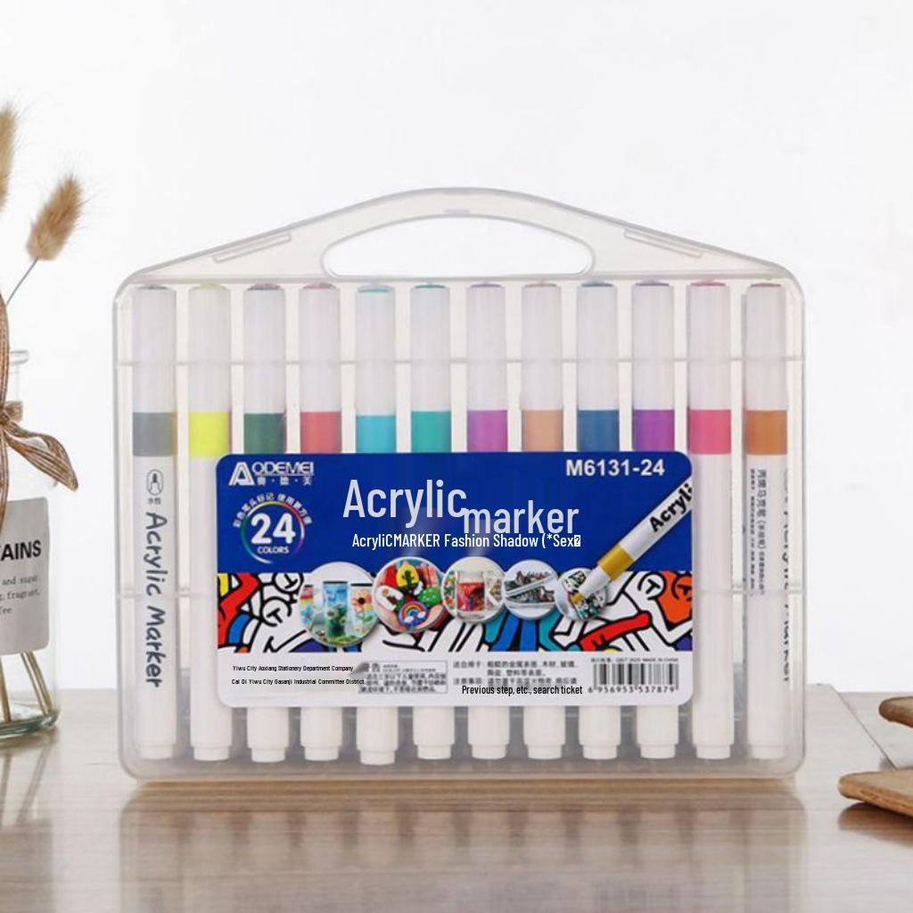 24-Color Acrylic Markers Set for Primary School Art & DIY Projects