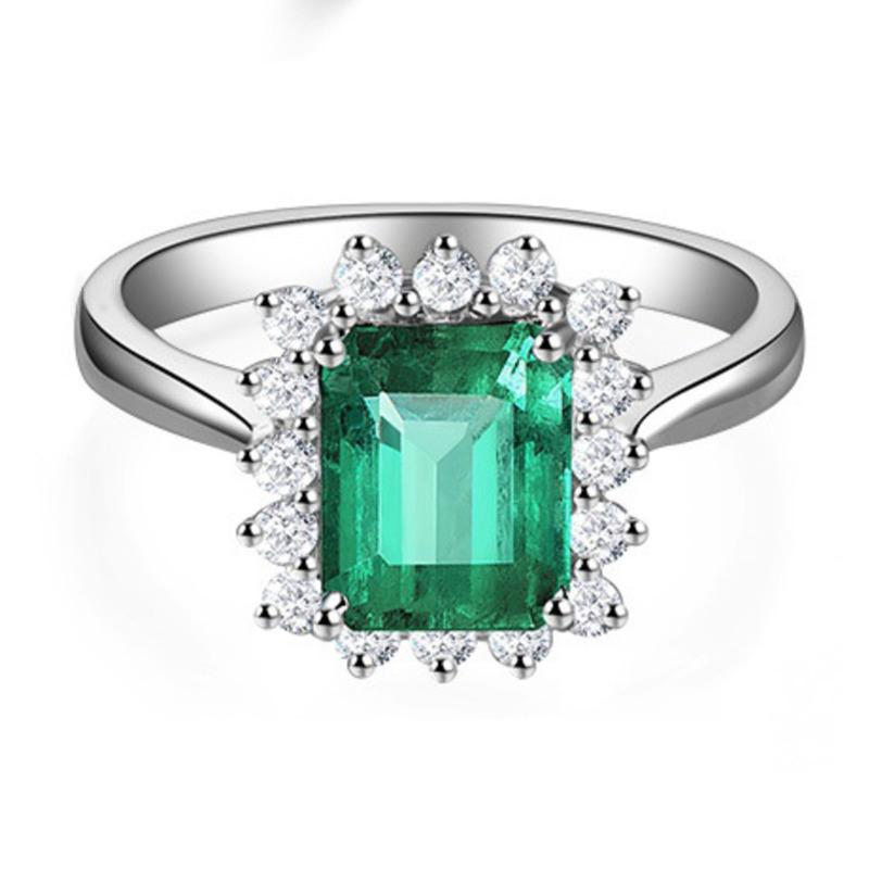 

BELLA BOX Прямоугольные Кольца Для Женщин Циркон Помолвка Изысканные Ювелирные Изделия Подарок Adjustable Opening зелёный