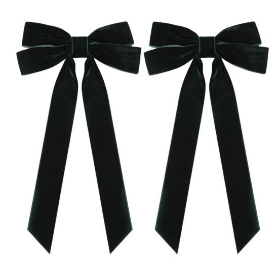 2 szt. Aksamitne kokardy świąteczne Dekoracja 5" x 10" Kokardy z vintage wstążki Ozdoba na choinkę na drzewko Domowe przyjęcie Wieniec Dekoracja świąteczna