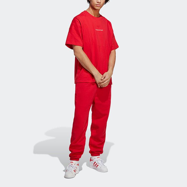 Adidas Originals Blue Version Series Solid Color Cuffed Casual Sports Pants Men Bottoms Red IA2448