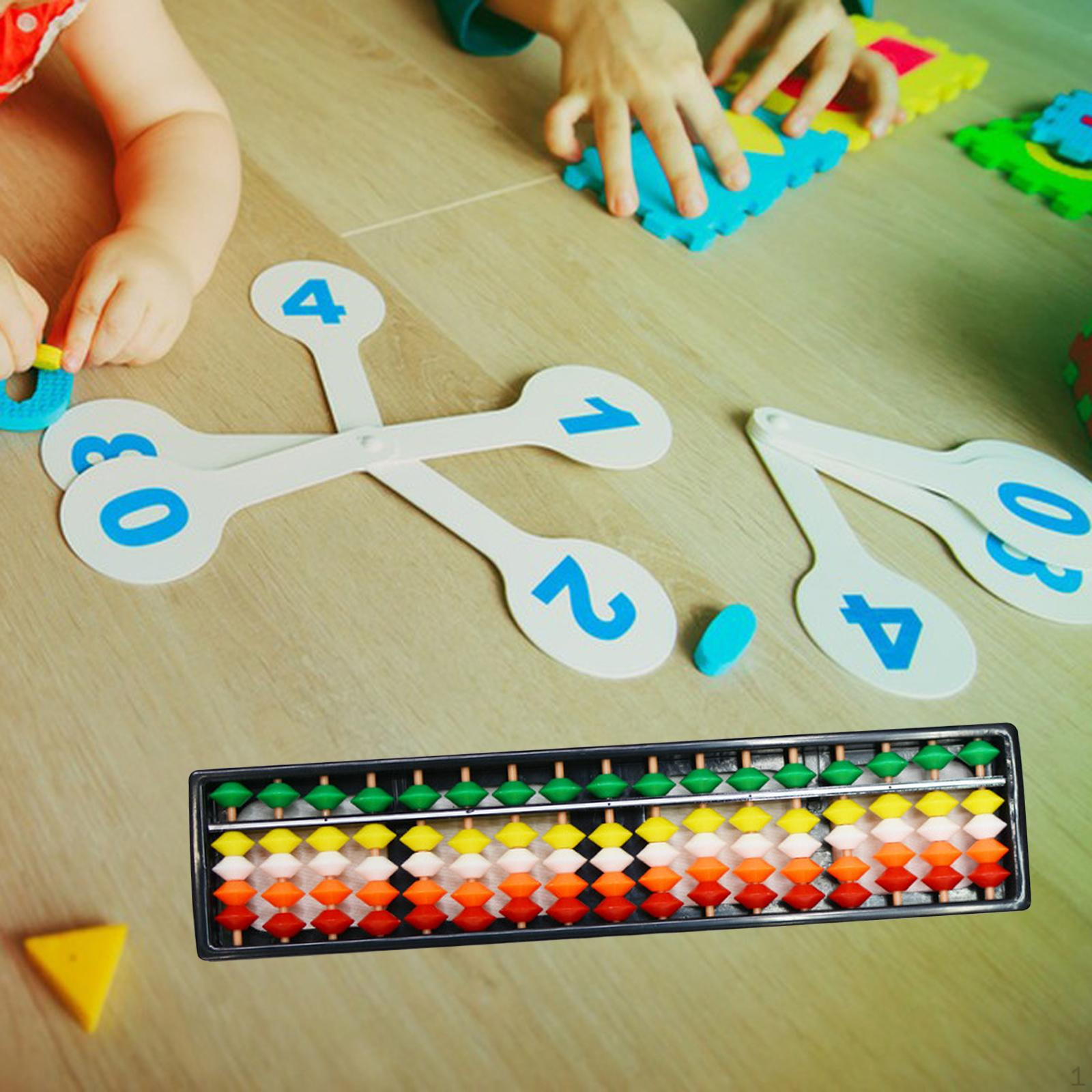 Abacus Colorful Beads Calculator,Kid Counting Tool Educational Toys Learning Aids with Reset Button 17 Digit