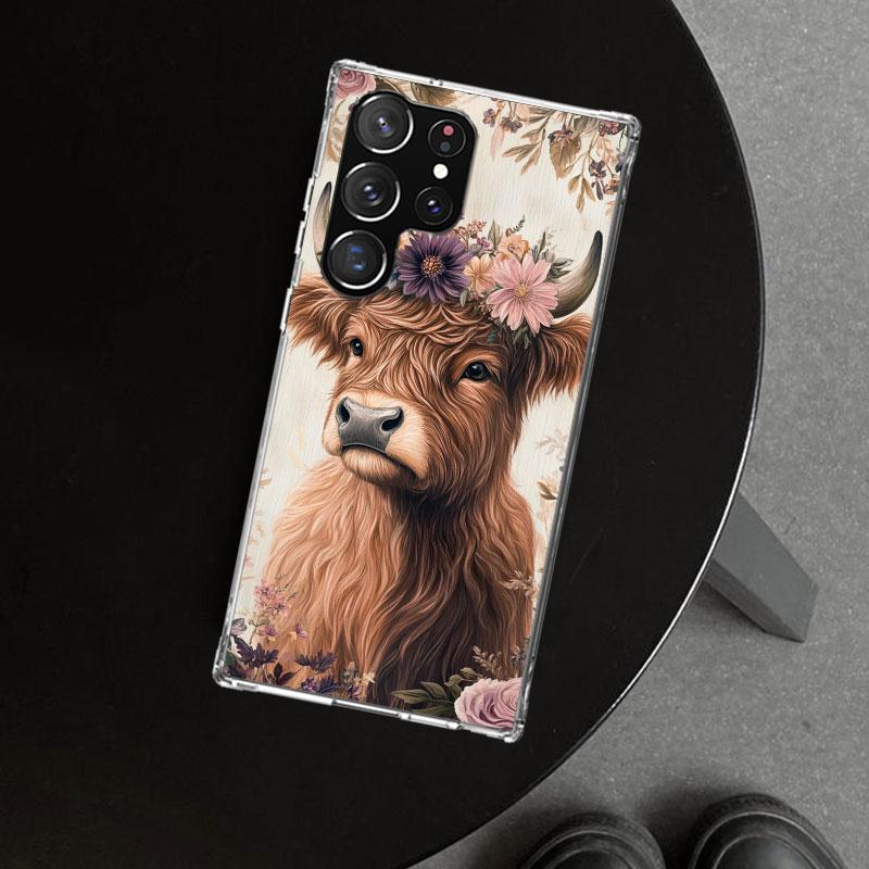 Cute Highland Cow Phone Case Cover for Samsung Galaxy S26 S25 Edge S24 S23 Ultra S22 Plus S21 FE S20 + Art Customized Fundas Gal