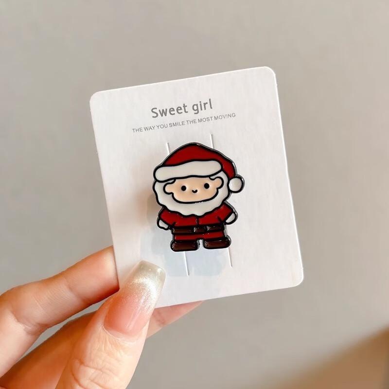 Christmas Santa Claus Metal Brooch Pin Set