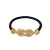 2026 Thick-plated 18K Gold, Half-diamond with Diamond 8-character Horseshoe Buckle Bracelet, Natal Year Red Rope, Hand Rope, Advanced Sense