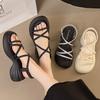 Fashion Womens French Platform Sandals 2025 Summer Boho Woven Roman Sandals Retro Beach Casual Shoes Lightweight Comfortable Chic Trendy
