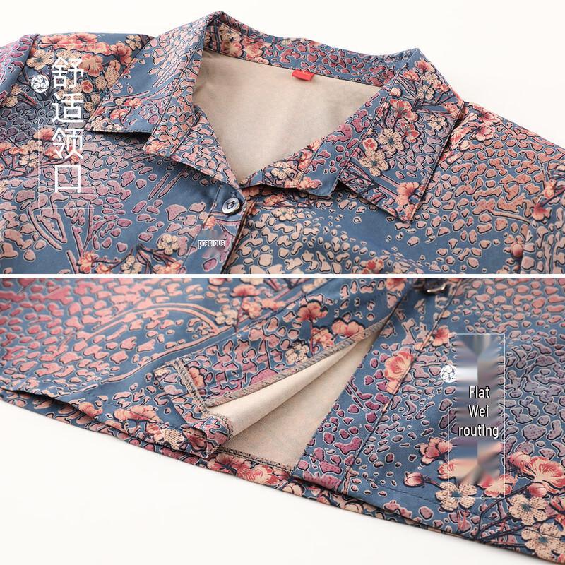 Elegant Floral Print Short-Sleeve Blouse for Elderly Women