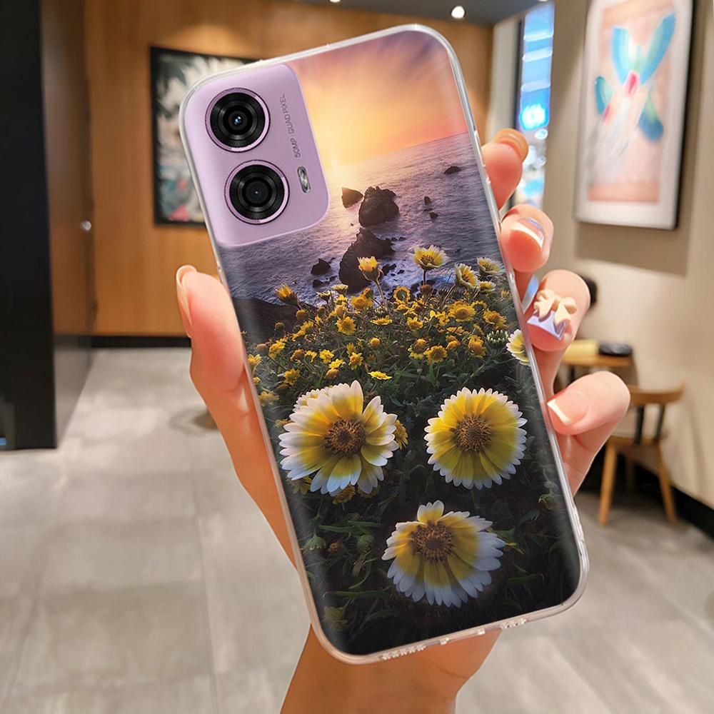 For Moto G24 Phone Case Lovely Panda Patterns Soft TPU Clear Silicone Bumper For Motorola G04 MotoG24 Cover Fundas For Moto E14