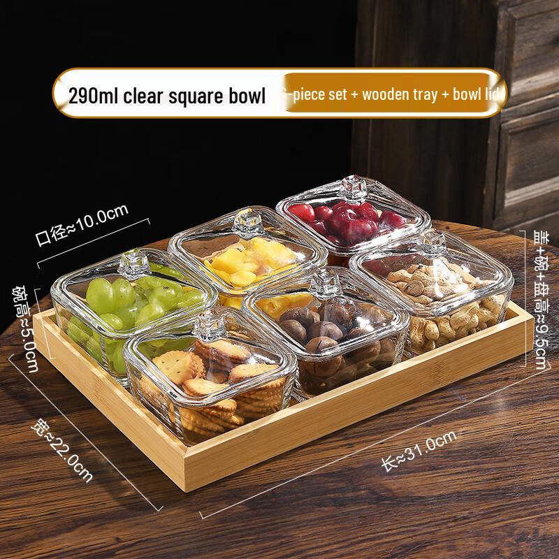 Glass Divided Snack & Fruit Plate Set