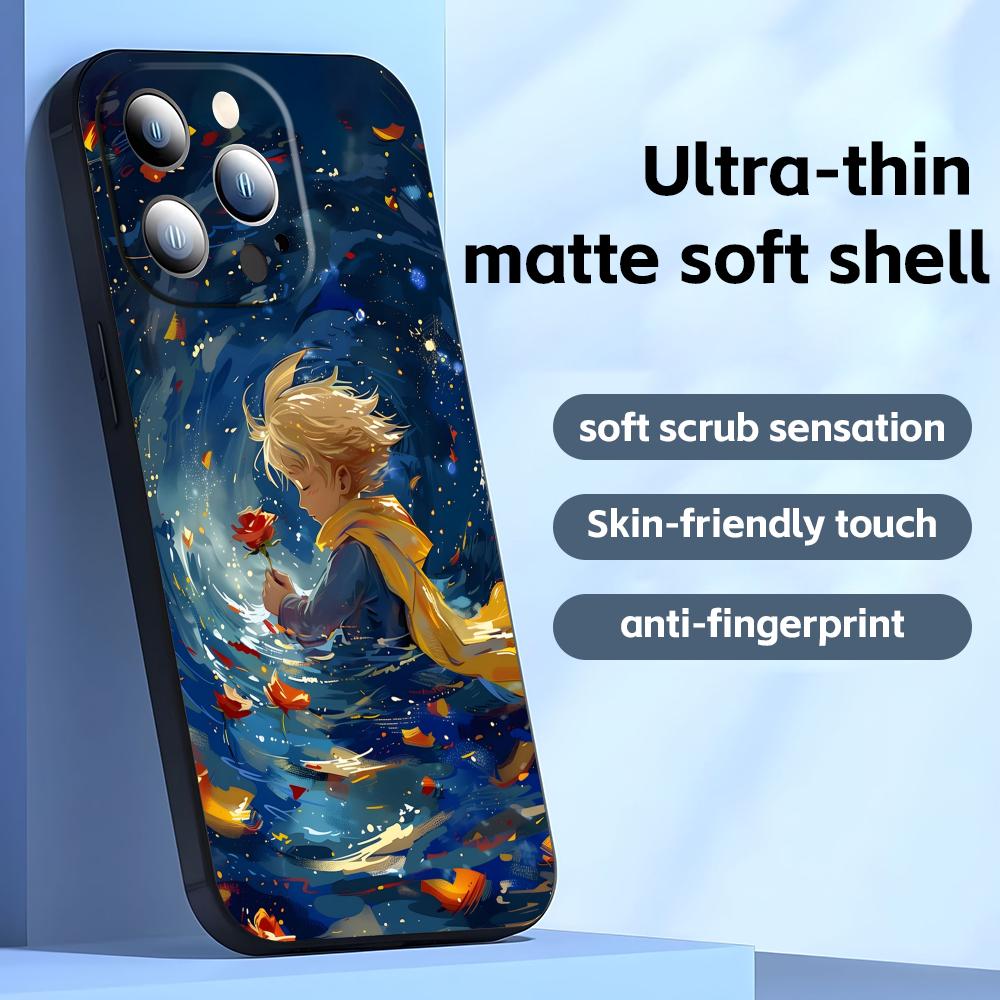 Anime The Little Prince Phone Case For iPhone17 16 16e 15 14 13 12 11 Plus Mini Pro Max Soft Black Shockproof Cover