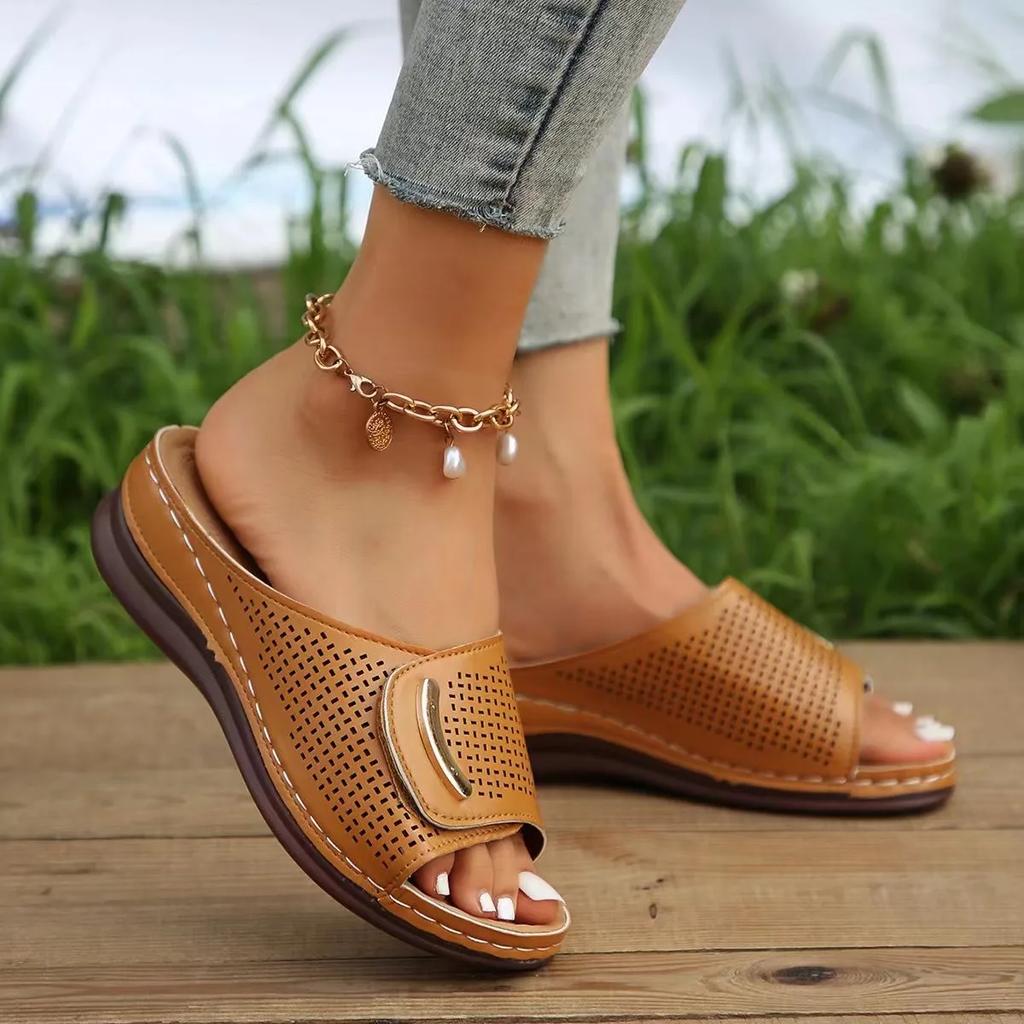 Fashion Summer fashion paragraphWomen Hollow Out Wedge Slippers Women Comfy Breathable Platform Sandals Woman Non Slip Sandals