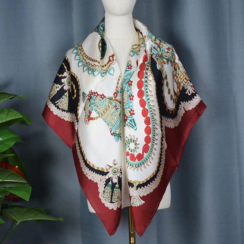 2024 New Style Large Square Scarf: 110 Mulberry Silk with Hand-Rolled Edges