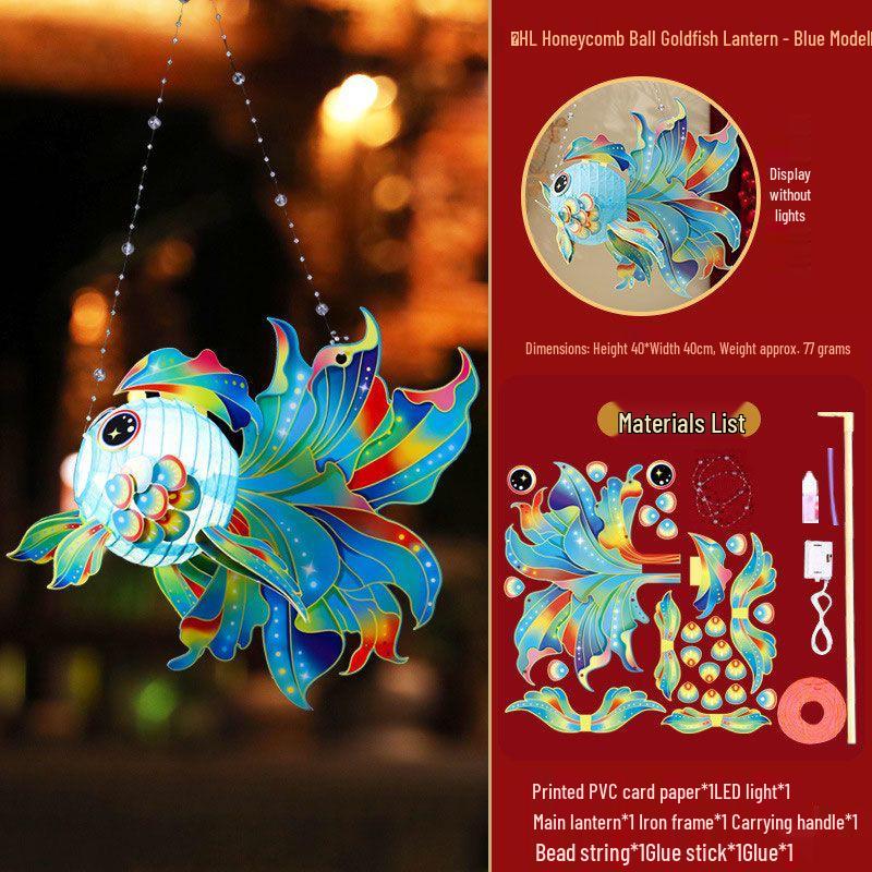 DIY Chinese-Style Luminous Lantern Kit: Mid-Autumn Festival Handheld Honeycomb Goldfish & Flower Lanterns for Kids