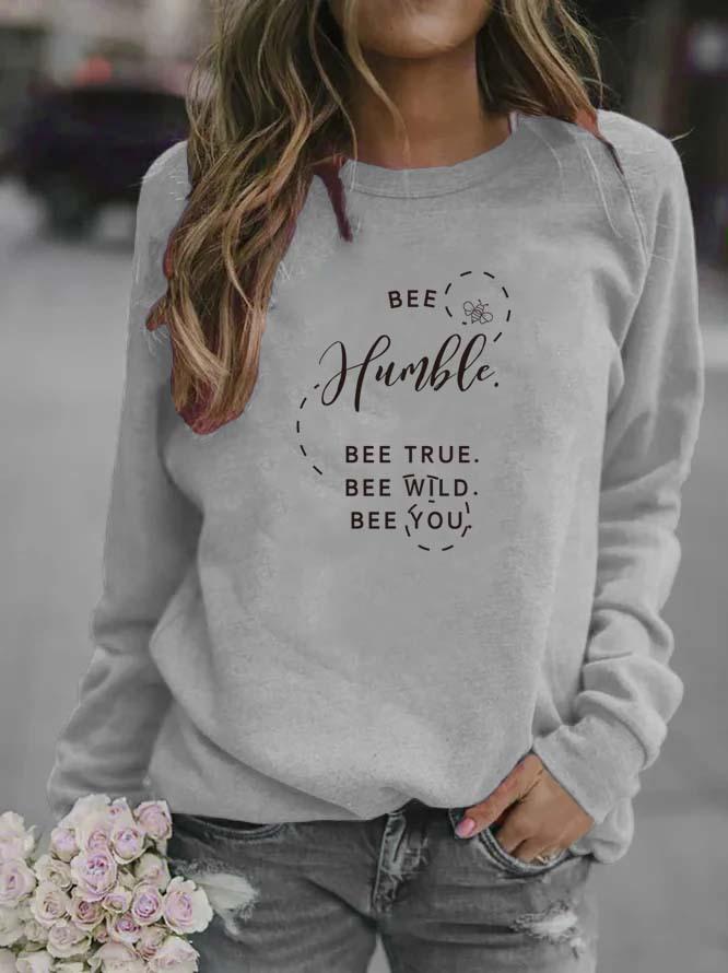 Women's Printed Letter Pattern Round Neck Hoodie