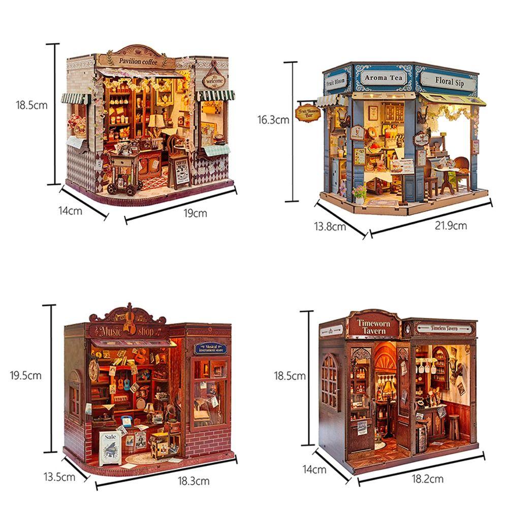 DIY Mini Dollhouse Kit LED Light 3D Puzzle Building Model Craft Wooden Miniature House Adult