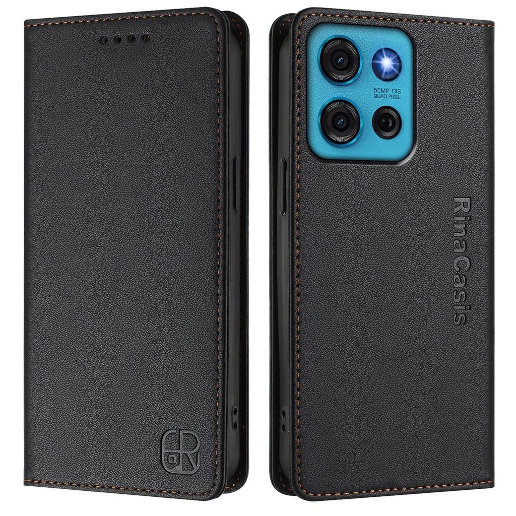 For Motorola Moto G75 5G Leather Case RINACASIS RC01 Phone Cover with RFID Blocking Wallet Stand
