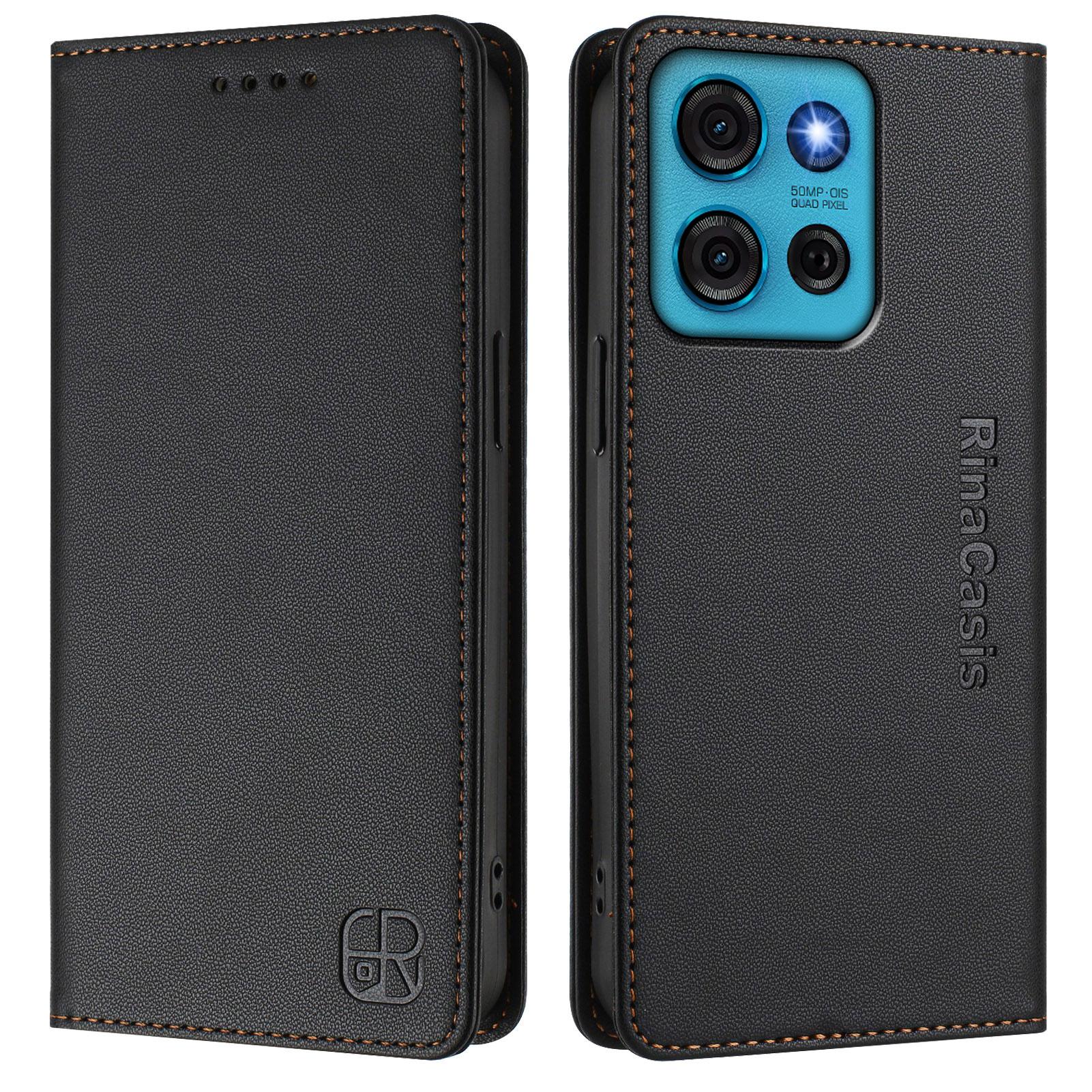 

Для Motorola Moto G75 5G Шкіряний чохол RINACASIS RC01 Чохол для телефону з гаманцем, що блокує RFID, підставка D