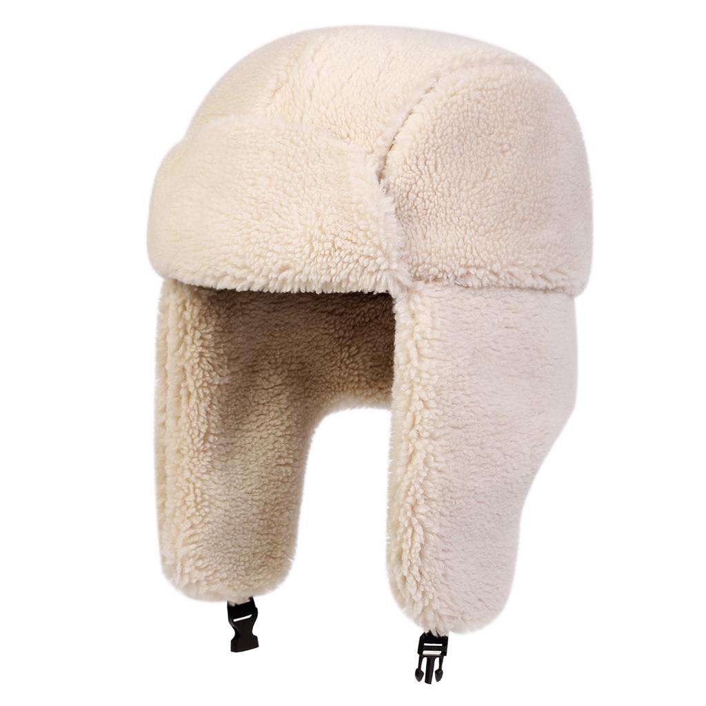 Unisex Lamb Fleece Lei Feng Hat Winter Earflap Hat Keep Warm Ski Hat Bomber Hat for Outdoor Riding Snow Activities