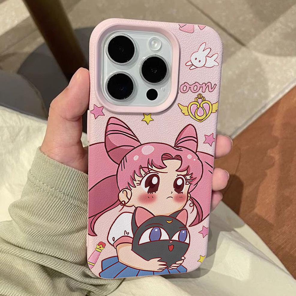 Anime S-Sailors M-Moons Lichee Leather Pattern Phone Case For Samsung S26 S25 S24 S23 S22 S21 S20 S10 Plus FE Ultra 4G 5G