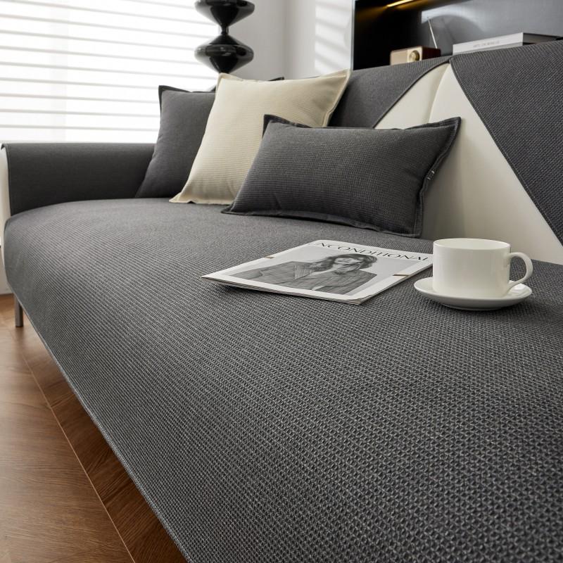 Cream Waffle Solid Sofa Cushion: Universal, Soft, Skin-Friendly, Waterproof & Non-Slip.
