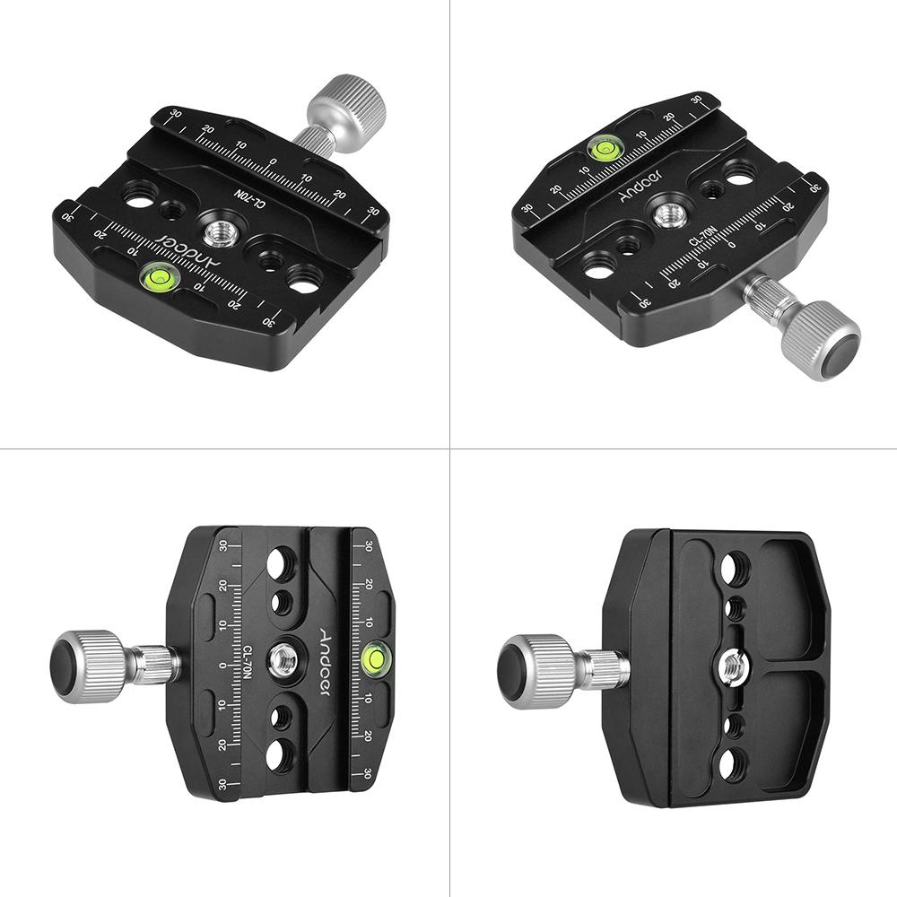 CL-70N 70mm Aluminum Alloy Quick Release QR Plate Clamp 3/8-inch with 1/4-inch Adapter &