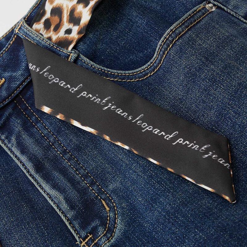 IEF Women's Leopard Print Straight-Leg Denim Jeans