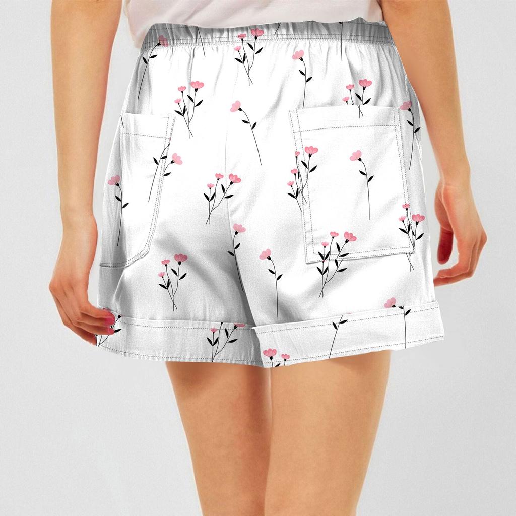 Damen Casual Sommer Elastische Strandshorts Print Casual Shorts