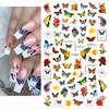 Holographische Schmetterling Nail Art Aufkleber - Blaue und Lila Schmetterlinge, Frühlingsthema Blumen, 3D Selbstklebende Nageldekoration